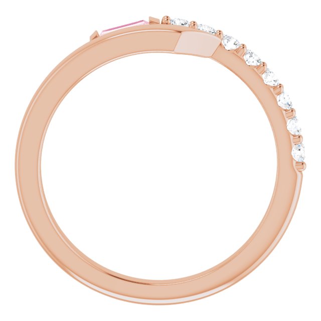 14K Rose Natural Pink Sapphire & 1/6 CTW Natural Diamond Bypass Ring